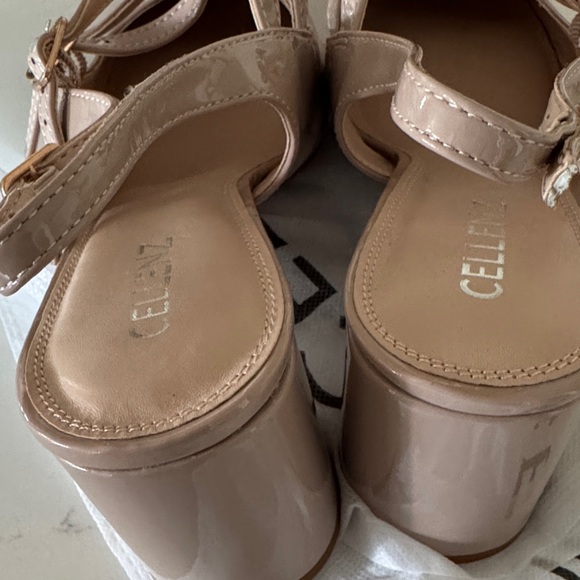 Elle Beige Patent Strappy Heels - Picture 6 of 8